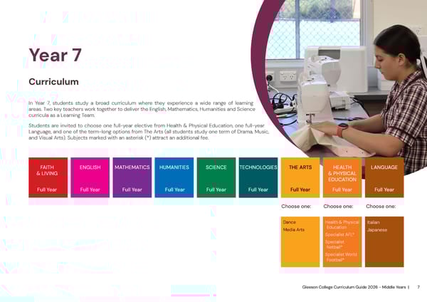 2026 Gleeson College Middle Years Curriculum Guide - Page 7