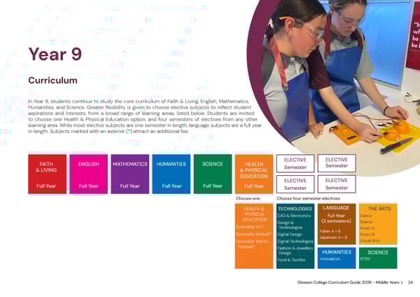 2026 Gleeson College Middle Years Curriculum Guide - Page 24