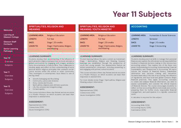 2026 Gleeson College Senior Years Curriculum Guide 2026 - Page 34