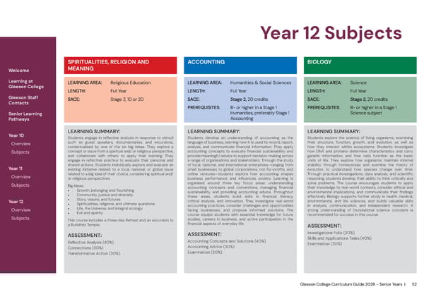 2026 Gleeson College Senior Years Curriculum Guide 2026 - Page 52