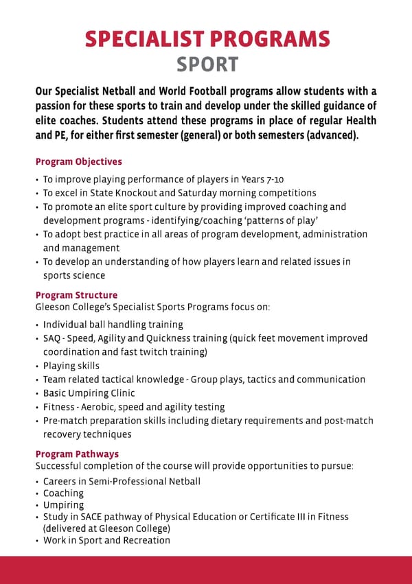 Gleeson College Prospectus - Page 22