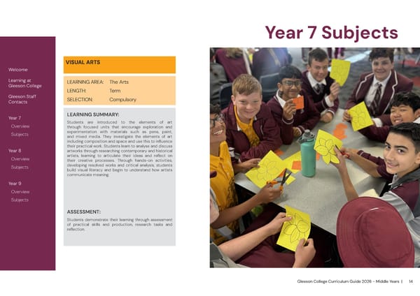 2026 Gleeson College Middle Years Curriculum Guide - Page 14