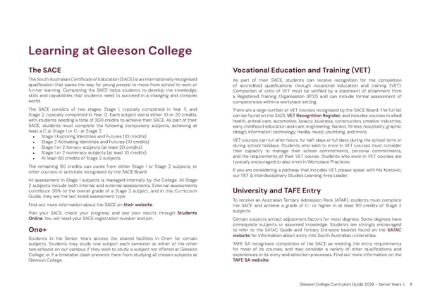2026 Gleeson College Senior Years Curriculum Guide 2026 - Page 6