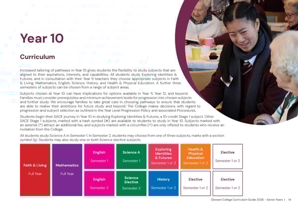 2026 Gleeson College Senior Years Curriculum Guide 2026 - Page 14