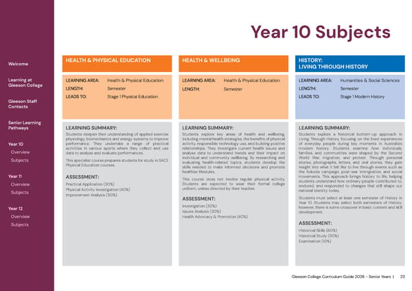 2026 Gleeson College Senior Years Curriculum Guide 2026 - Page 23