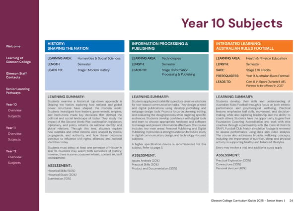 2026 Gleeson College Senior Years Curriculum Guide 2026 - Page 24