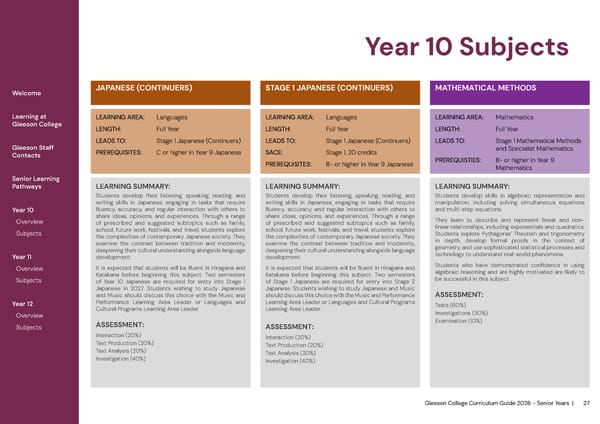 2026 Gleeson College Senior Years Curriculum Guide 2026 - Page 27