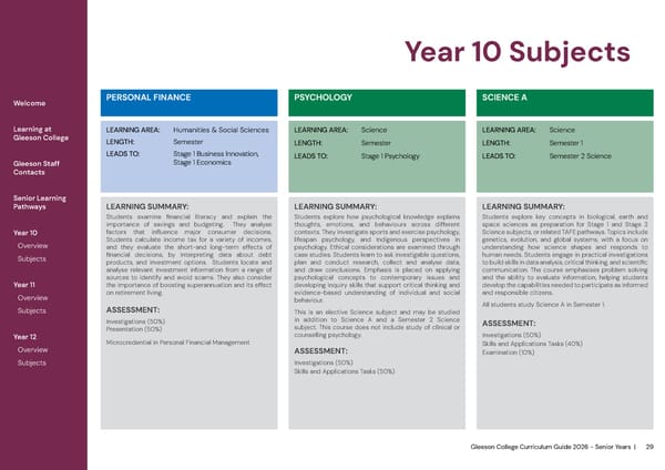 2026 Gleeson College Senior Years Curriculum Guide 2026 - Page 29