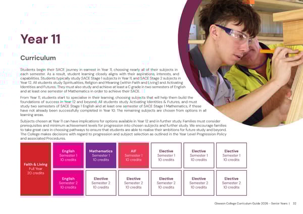 2026 Gleeson College Senior Years Curriculum Guide 2026 - Page 32
