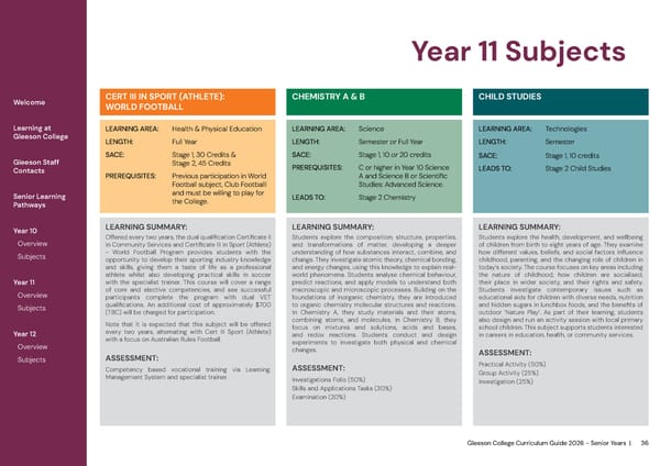 2026 Gleeson College Senior Years Curriculum Guide 2026 - Page 36