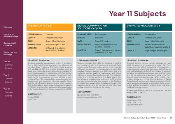 2026 Gleeson College Senior Years Curriculum Guide 2026 - Page 37