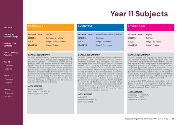 2026 Gleeson College Senior Years Curriculum Guide 2026 - Page 38