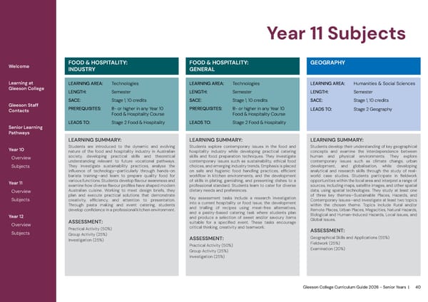 2026 Gleeson College Senior Years Curriculum Guide 2026 - Page 40