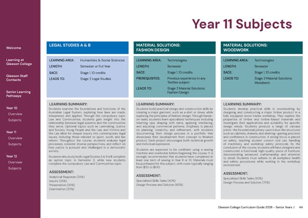 2026 Gleeson College Senior Years Curriculum Guide 2026 - Page 44