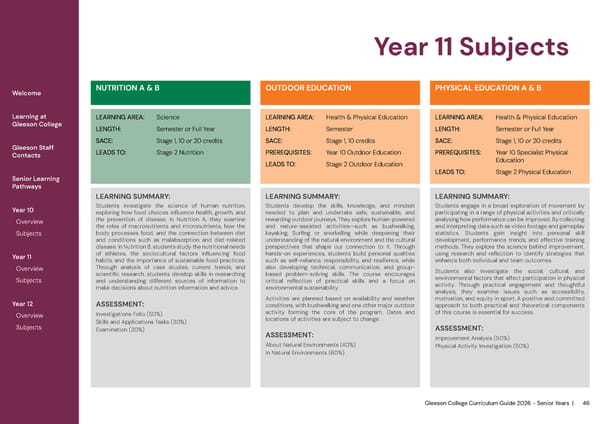 2026 Gleeson College Senior Years Curriculum Guide 2026 - Page 46