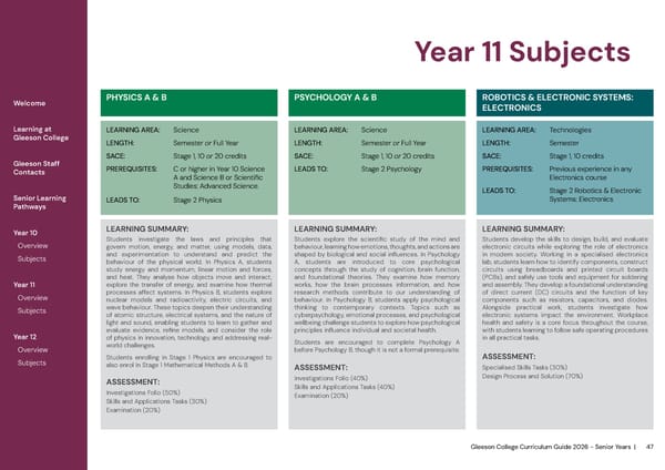 2026 Gleeson College Senior Years Curriculum Guide 2026 - Page 47