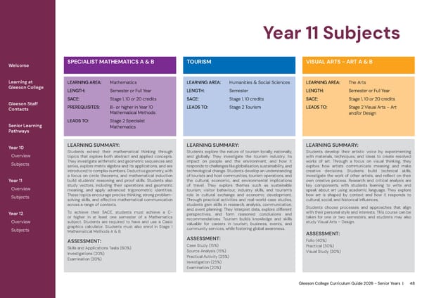 2026 Gleeson College Senior Years Curriculum Guide 2026 - Page 48