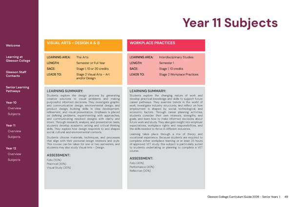 2026 Gleeson College Senior Years Curriculum Guide 2026 - Page 49
