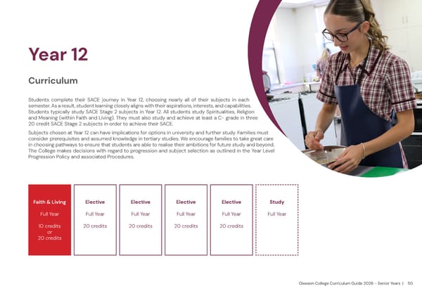 2026 Gleeson College Senior Years Curriculum Guide 2026 - Page 50