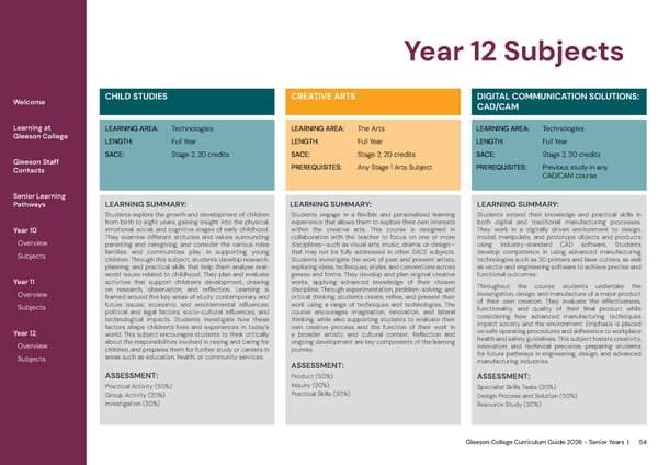 2026 Gleeson College Senior Years Curriculum Guide 2026 - Page 54