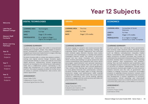 2026 Gleeson College Senior Years Curriculum Guide 2026 - Page 55