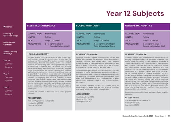 2026 Gleeson College Senior Years Curriculum Guide 2026 - Page 57