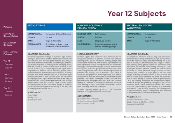 2026 Gleeson College Senior Years Curriculum Guide 2026 - Page 60