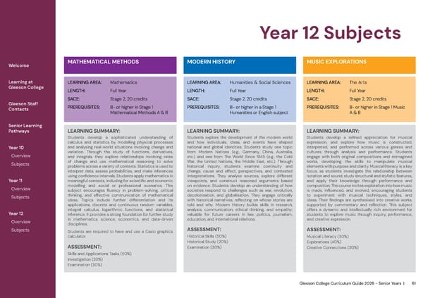 2026 Gleeson College Senior Years Curriculum Guide 2026 - Page 61