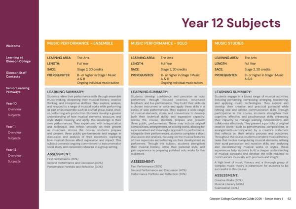 2026 Gleeson College Senior Years Curriculum Guide 2026 - Page 62