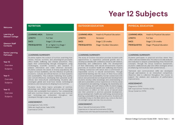 2026 Gleeson College Senior Years Curriculum Guide 2026 - Page 63