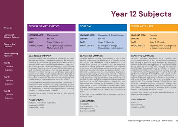 2026 Gleeson College Senior Years Curriculum Guide 2026 - Page 65