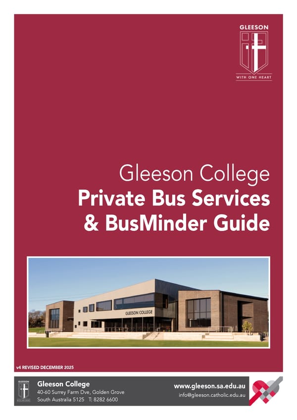 Gleeson College Private Bus Services & BusMinder Guide - Page 1