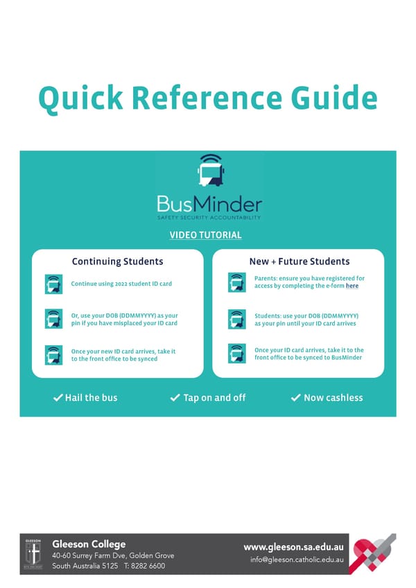 Gleeson College Private Bus Services & BusMinder Guide - Page 8